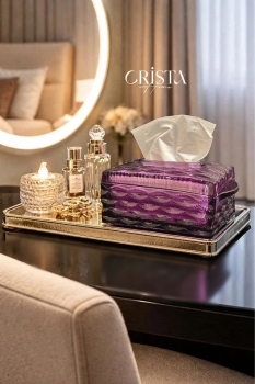 HỘP THỦY TINH 5 MÀU - ĐỰNG GIẤY ĂN VÂN SÓNG CRISTA HOME