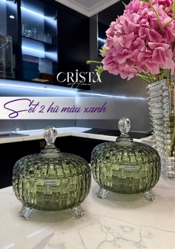 Bộ 2 Hũ Đựng Kẹo Thủy Tinh - 4 Màu Rực Rỡ CRISTA HOME Vân Caro