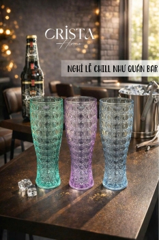 BỘ 6 LY BIA THỦY TINH VÂN PHA LÊ 2 Màu - 440ML CRISTA HOME