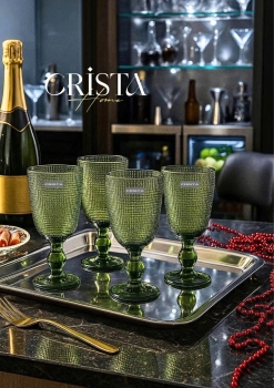 BỘ 6 LY THỦY TINH VÂN LƯỚI - MÀU XANH LÁ