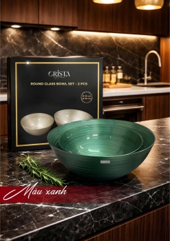 Bộ 2 Bát Thủy Tinh Tròn 4.5L + 2.2L - 6 màu