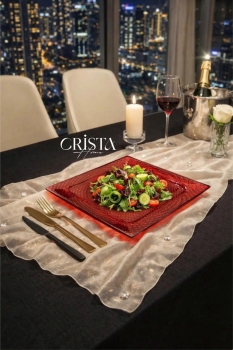 Bộ 2 Đĩa Thủy Tinh Vuông 24cm + 27.5cm - 5 màu